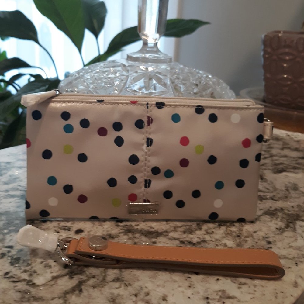 Jewel Wristlet with Polka Dots Satin NWOT